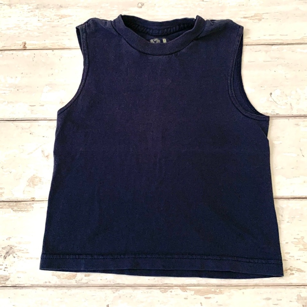 Boys 4T Navy Blue Muscle Tee Tank Top 100% Cotton Fruit of the Loom Kids Size 4